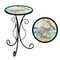 G128 12 in Round Glass Outdoor Side Table Pelican Pattern | Decorative Plant Stand, Small End Table for Garden Patio Porch Living Room